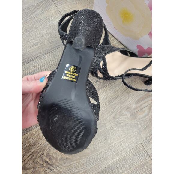 Delicious High Heels Ankle Strap Rhinestone Open Toe Buckled ADDUP Shoes 9 - Picture 4 of 8